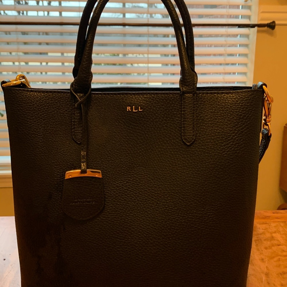 Ralph Lauren, Black Leather Handbag, NWOT, size 8